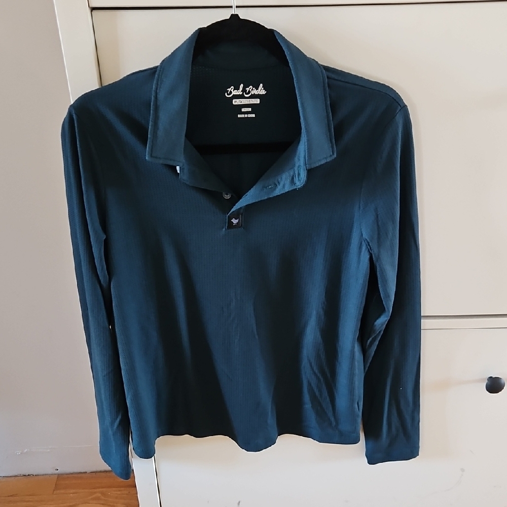 Bad Birdie Green Long Sleeve Golf Polo Size M